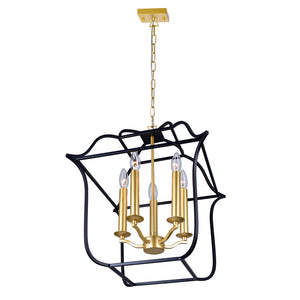 CWI Lighting - 1223P16-5-602 - Five Light Chandelier - Tudor - Satin Gold & Black