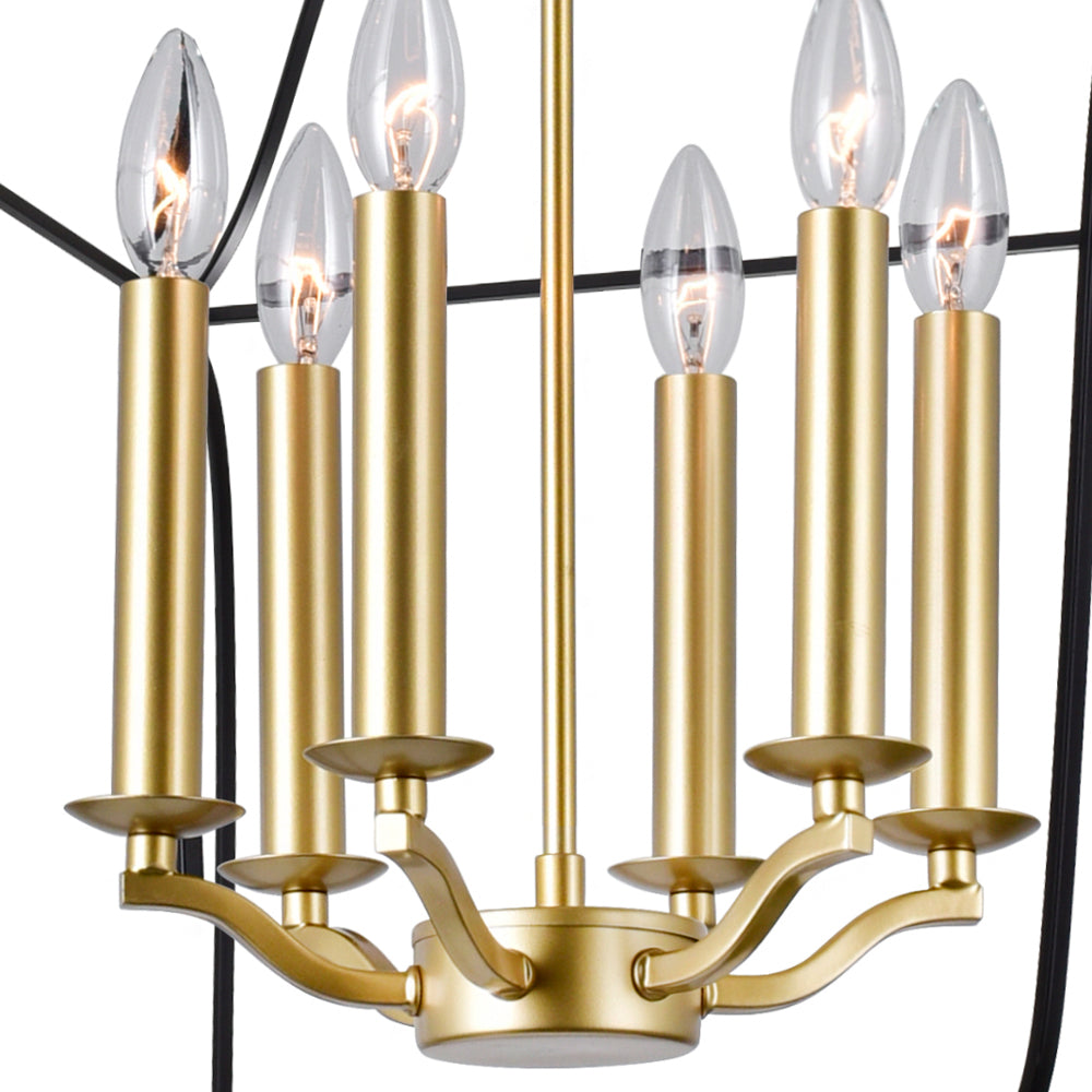 CWI Lighting - 1223P20-6-602 - Six Light Chandelier - Tudor - Satin Gold & Black