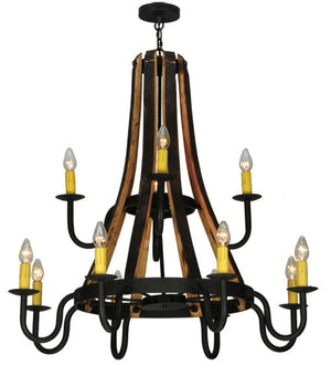 2nd Avenue - 1-0236241255-56 - 12 Light Chandelier - Barrel Stave - Wrought Iron