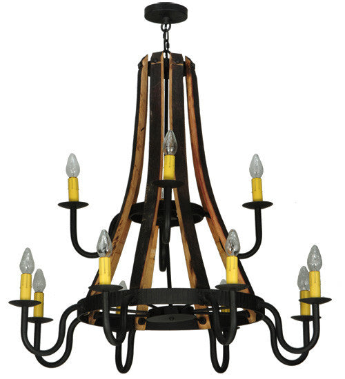 2nd Avenue - 1-0236241255-56 - 12 Light Chandelier - Barrel Stave - Wrought Iron