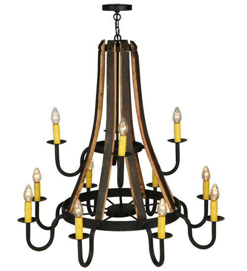 2nd Avenue - 1-0236241255-56 - 12 Light Chandelier - Barrel Stave - Wrought Iron