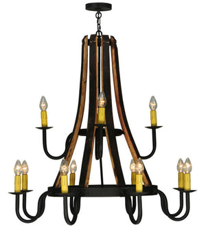 2nd Avenue - 1-0236241255-56 - 12 Light Chandelier - Barrel Stave - Wrought Iron