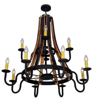 2nd Avenue - 1-0236241255-56 - 12 Light Chandelier - Barrel Stave - Wrought Iron