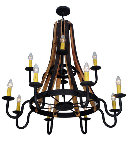 2nd Avenue - 1-0236241255-56 - 12 Light Chandelier - Barrel Stave - Wrought Iron