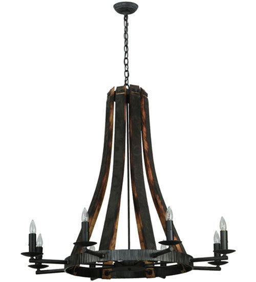 2nd Avenue - 48259-372 - Eight Light Chandelier - Barrel Stave - Antique Iron Gate