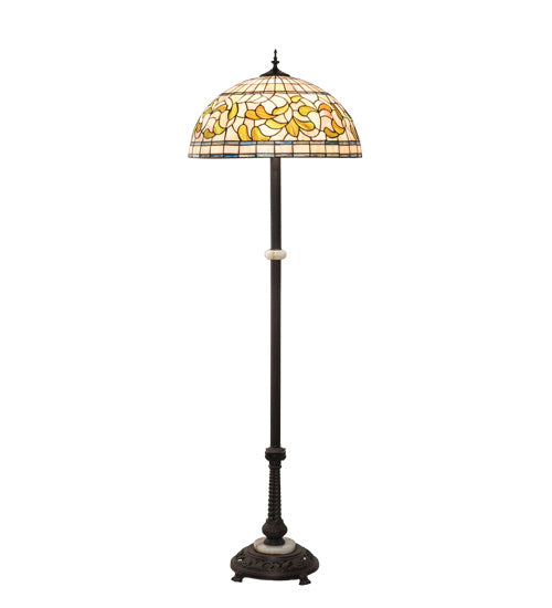 Meyda Tiffany - 229125 - Three Light Floor Lamp - Tiffany Turning Leaf - Mahogany Bronze