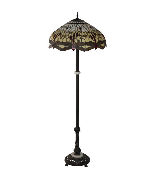 Meyda Tiffany - 229132 - Three Light Floor Lamp - Tiffany Hanginghead Dragonfly - Mahogany Bronze