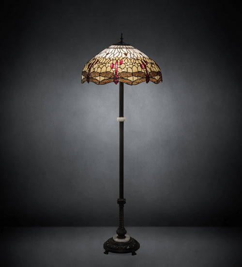 Meyda Tiffany - 229132 - Three Light Floor Lamp - Tiffany Hanginghead Dragonfly - Mahogany Bronze