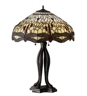 Meyda Tiffany - 229133 - Three Light Table Lamp - Tiffany Hanginghead Dragonfly - Mahogany Bronze