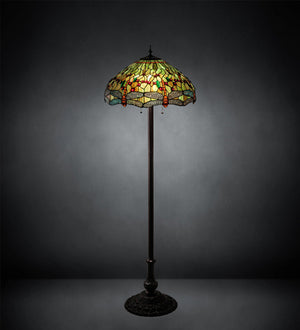 Meyda Tiffany - 229131 - Three Light Floor Lamp - Tiffany Hanginghead Dragonfly - Mahogany Bronze