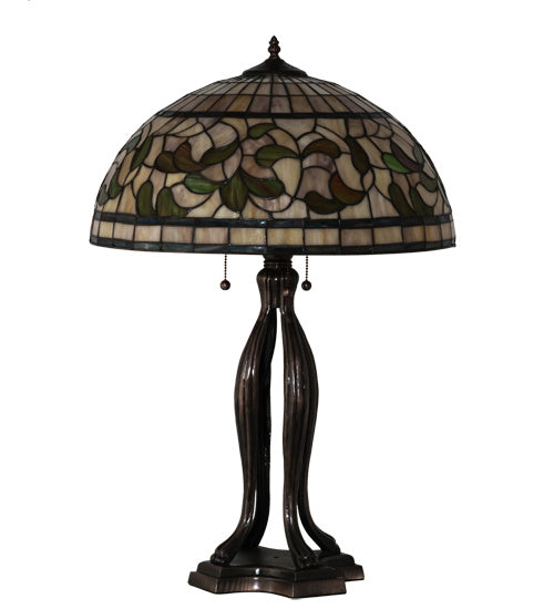 Meyda Tiffany - 229126 - Three Light Table Lamp - Tiffany Turning Leaf - Mahogany Bronze