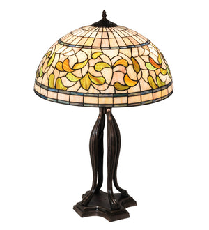 Meyda Tiffany - 229126 - Three Light Table Lamp - Tiffany Turning Leaf - Mahogany Bronze