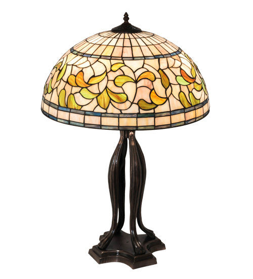 Meyda Tiffany - 229126 - Three Light Table Lamp - Tiffany Turning Leaf - Mahogany Bronze