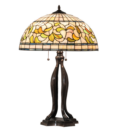 Meyda Tiffany - 229126 - Three Light Table Lamp - Tiffany Turning Leaf - Mahogany Bronze