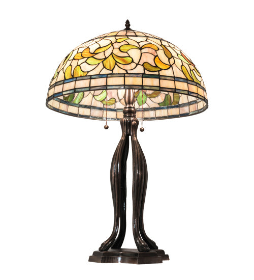 Meyda Tiffany - 229126 - Three Light Table Lamp - Tiffany Turning Leaf - Mahogany Bronze