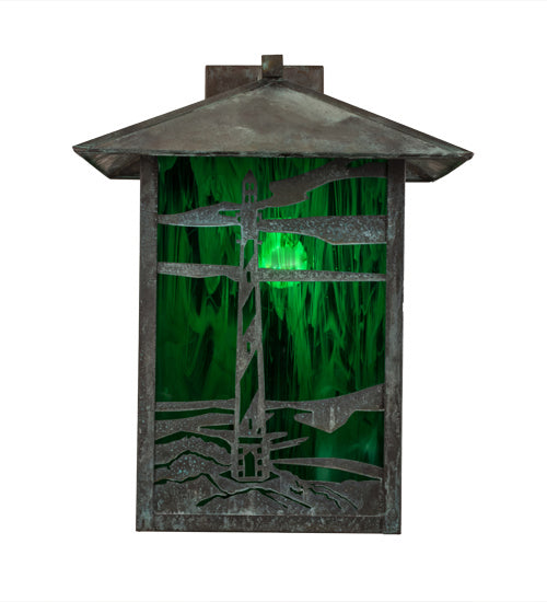 Meyda Tiffany - 172099 - One Light Wall Sconce - Lighthouse & Trawler - Verdigris