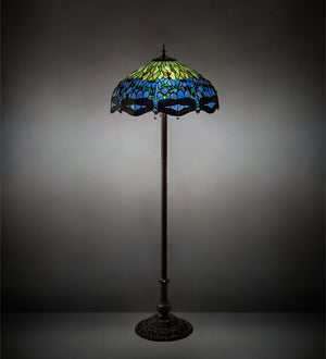 Meyda Tiffany - 70021 - Three Light Floor Lamp - Tiffany Hanginghead Dragonfly - Mahogany Bronze