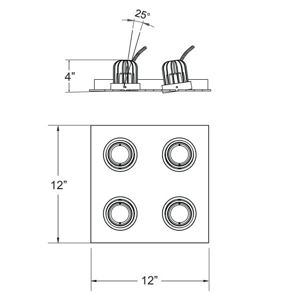 Eurofase - 30237-02 - MULT,DOWNLIGHT,4LT,12W,SQ,WHT - RECESSED MULTIPLE - White