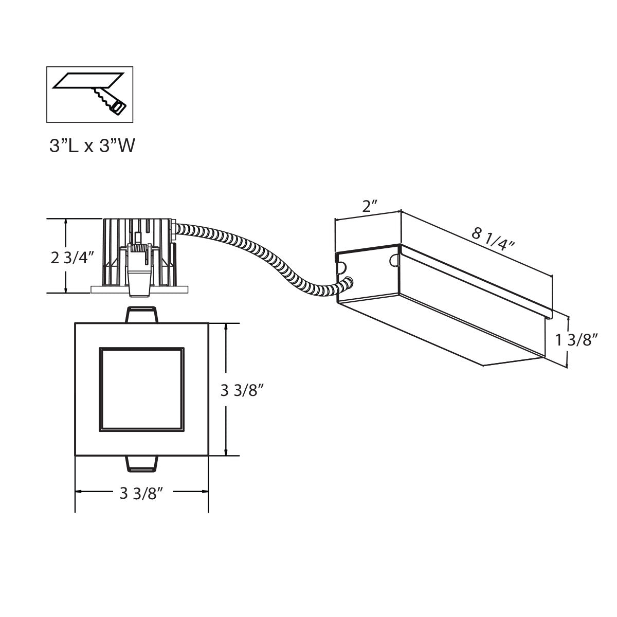 Eurofase - 31903-011 - LED REC,3IN,SHOWR,SQ,15W,WHT - AMIGO - White