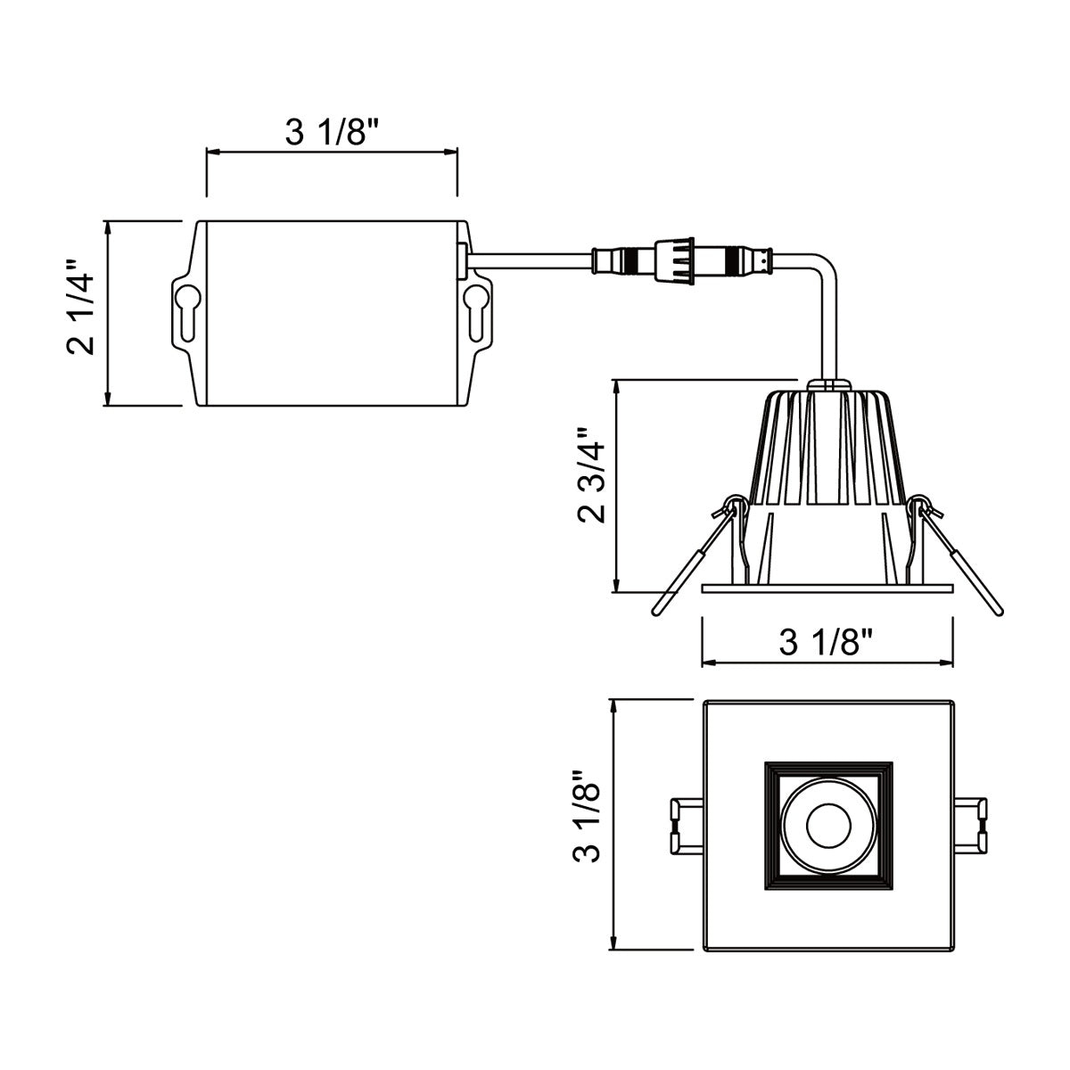 Eurofase - 34891-40-01 - LED REC,2.5IN,SQ BAFF,8W,40K,B - 34891-40 - Black