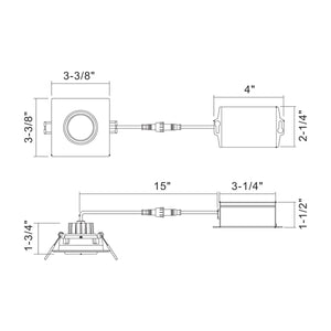 Eurofase - 34892-30-02 - LED REC,3IN,SQ GMBL,8W,30K,WHT - 34892-30 - White