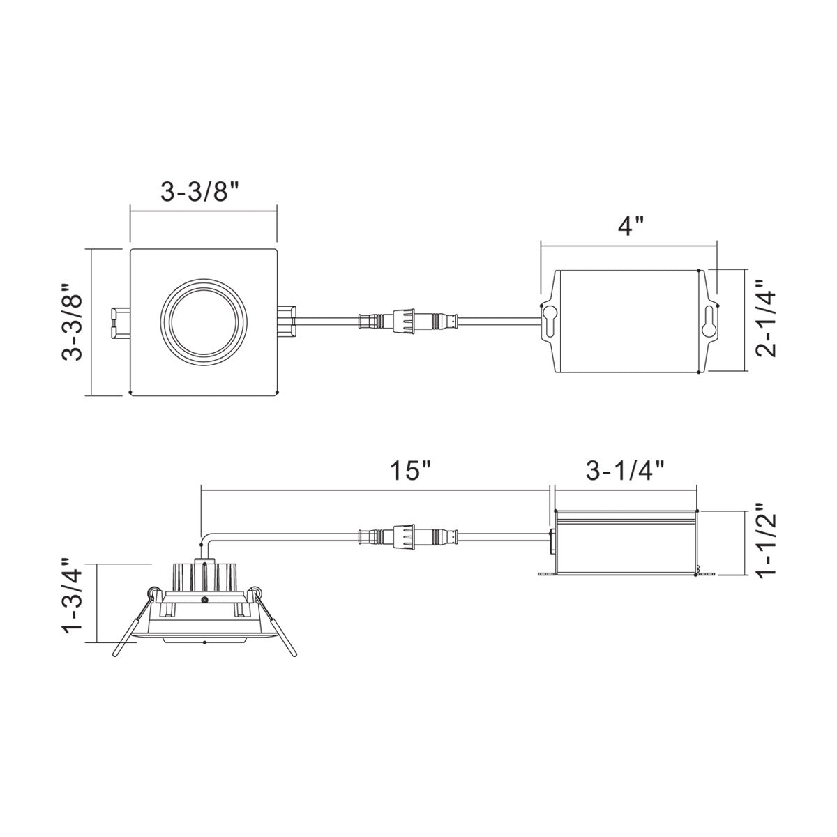 Eurofase - 34892-40-01 - LED REC,3IN,SQ GMBL,8W,40K,BLK - 34892-40 - Black