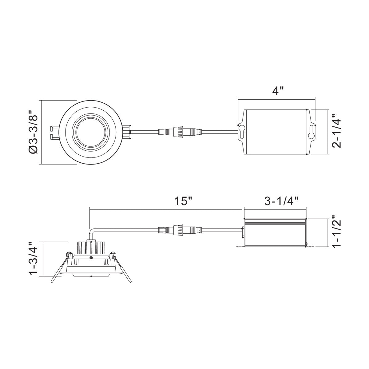 Eurofase - 34895-40-01 - LED REC,3IN,GIMBAL,8W,40K,BLK - 34895-40 - Black