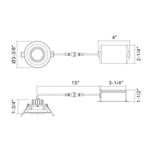 Eurofase - 34895-40-01 - LED REC,3IN,GIMBAL,8W,40K,BLK - 34895-40 - Black
