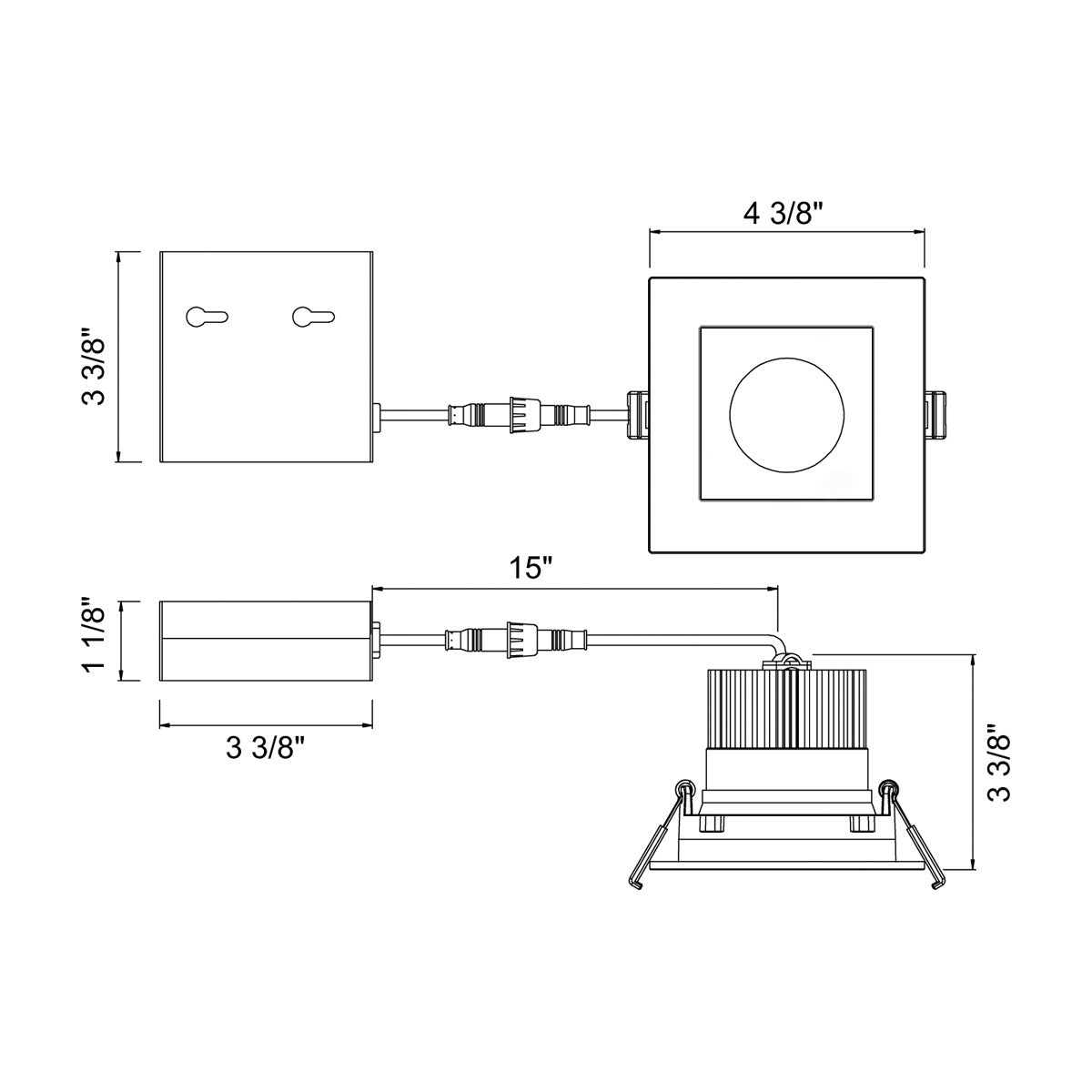 Eurofase - 34898-30-01 - LED REC,3.5IN,SQ RGS,12W,30K,B - 34898-30 - Black
