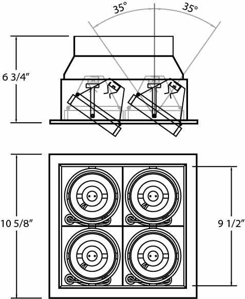 Eurofase - TE114BGU10-01 - MULT,GU10,TRM,4LT,50W,BLK/BLK - GU10 MULTI - Black