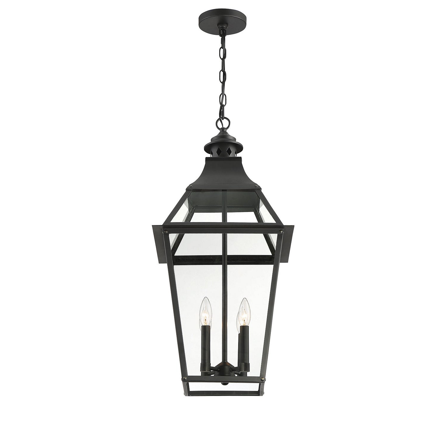 Savoy House - 5-723-153 - Four Light Outdoor Pendant - Jackson - Black with Gold Highlights