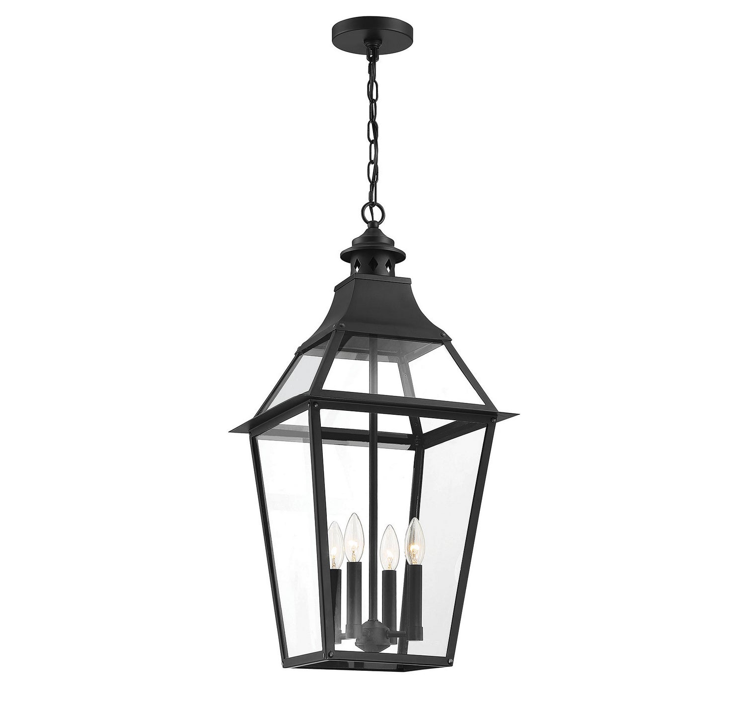 Savoy House - 5-723-153 - Four Light Outdoor Pendant - Jackson - Black with Gold Highlights