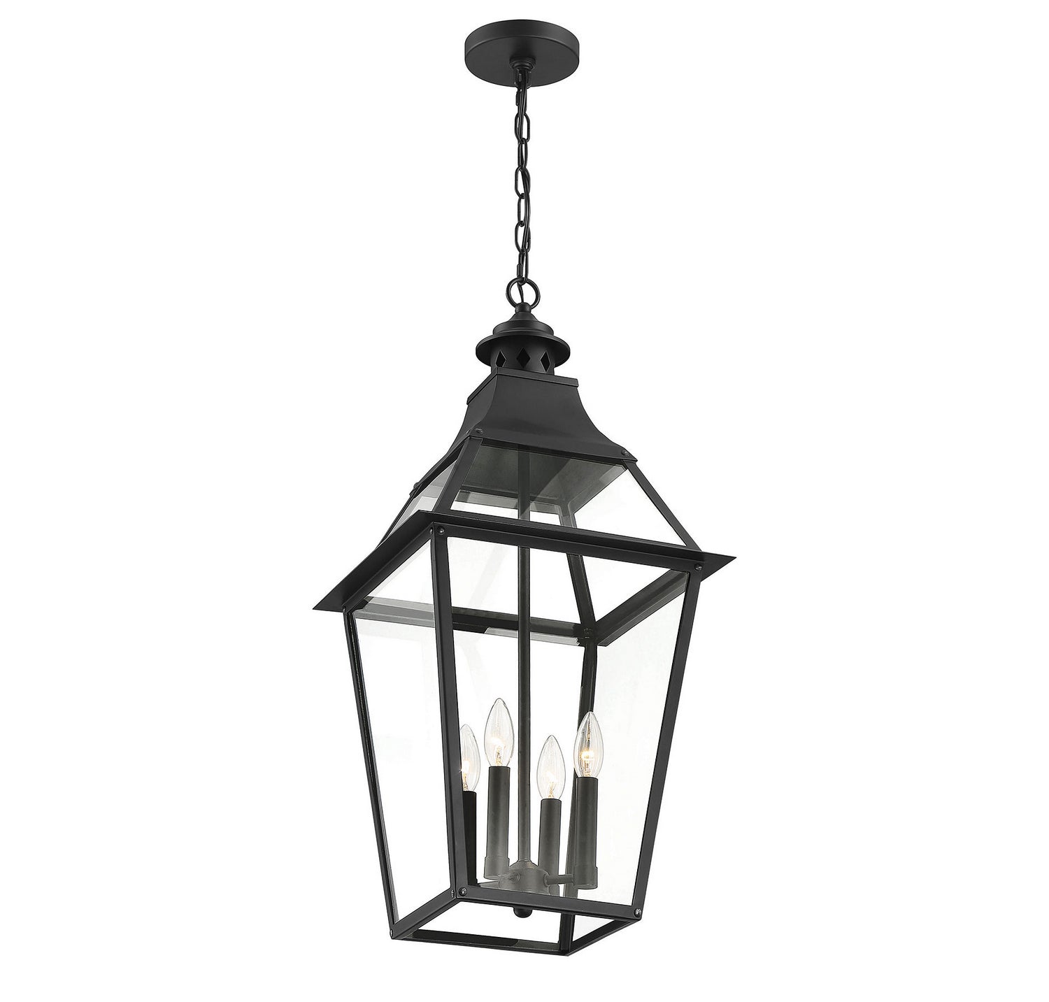 Savoy House - 5-723-153 - Four Light Outdoor Pendant - Jackson - Black with Gold Highlights