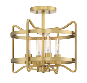 Savoy House - 6-4900-4-322 - Four Light Semi-Flush Mount - Kent - Warm Brass