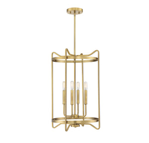 Savoy House - 3-4901-4-322 - Four Light Foyer Pendant - Kent - Warm Brass