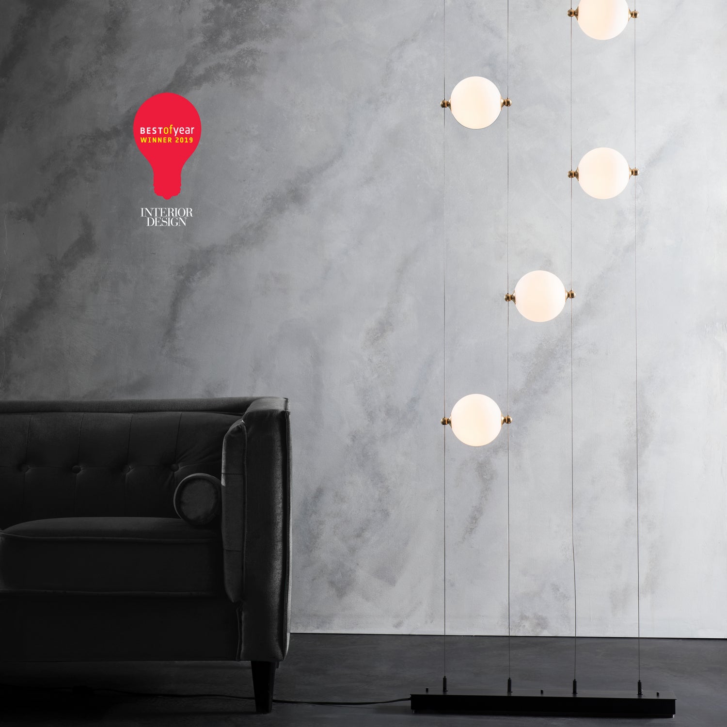 Hubbardton Forge - 289520-LED-STND-10-GG0668 - Abacus 5-Light Floor to Ceiling Plug-In LED Lamp - Abacus - Black