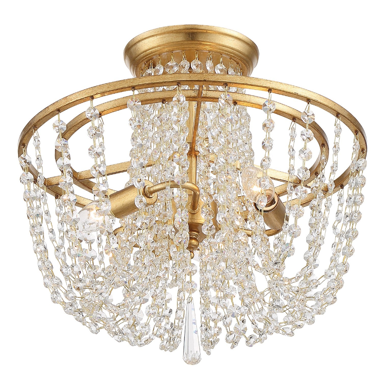 Crystorama - ARC-1900-GA-CL-MWP - Three Light Semi Flush Mount - Arcadia - Antique Gold