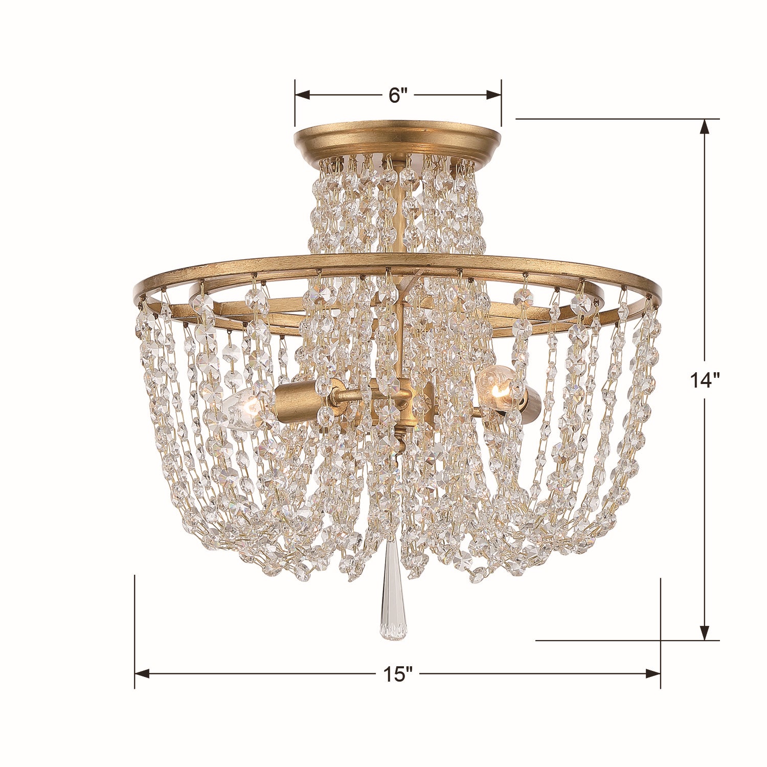 Crystorama - ARC-1900-GA-CL-MWP - Three Light Semi Flush Mount - Arcadia - Antique Gold