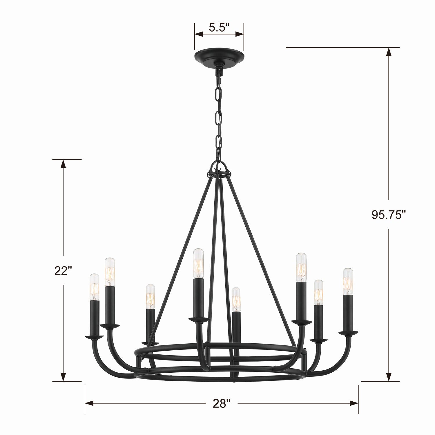 Crystorama - BAI-A2108-MK - Eight Light Chandelier - Bailey - Matte Black