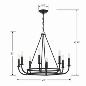 Crystorama - BAI-A2108-MK - Eight Light Chandelier - Bailey - Matte Black