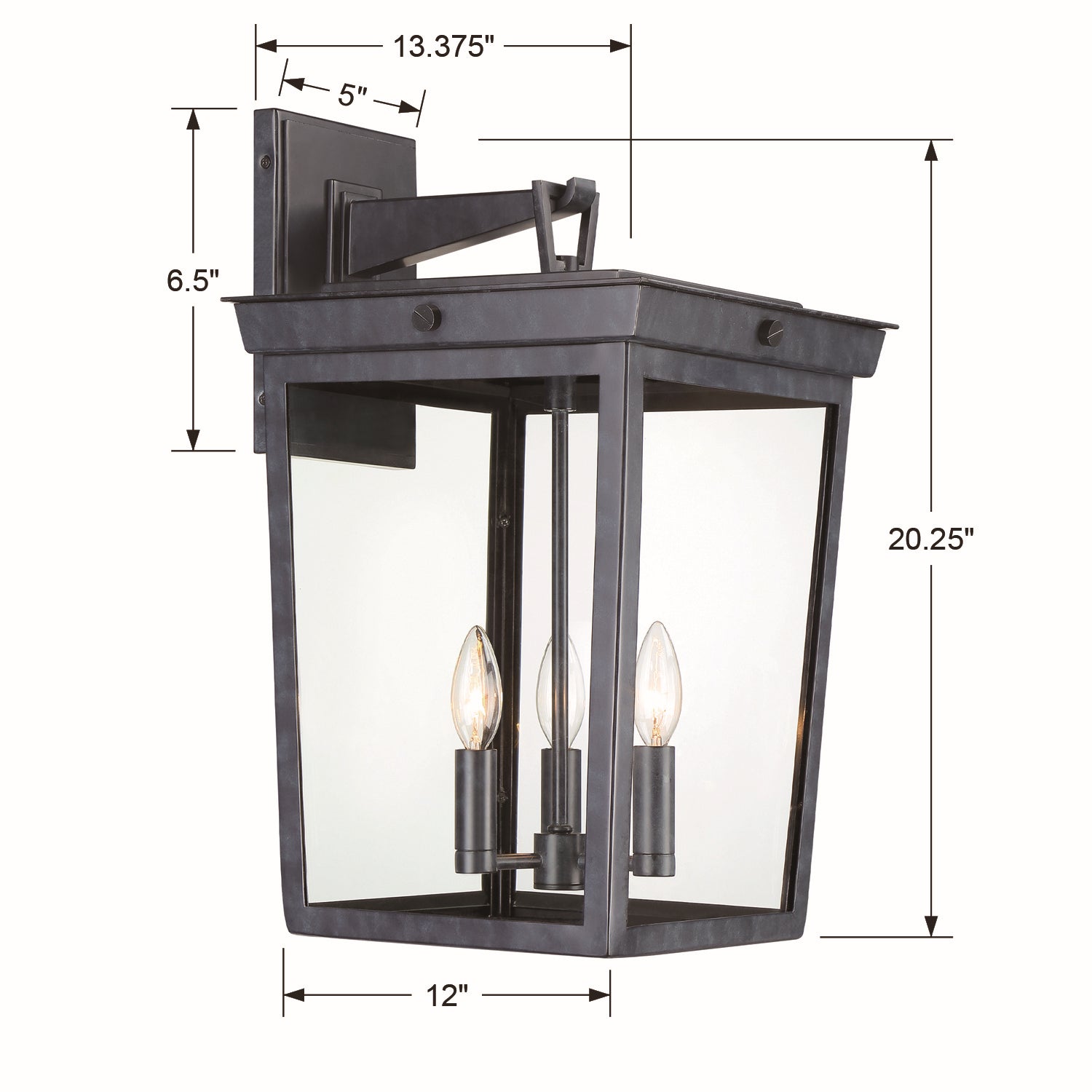 Crystorama - BEL-A8063-GE - Three Light Outdoor Wall Sconce - Belmont - Graphite