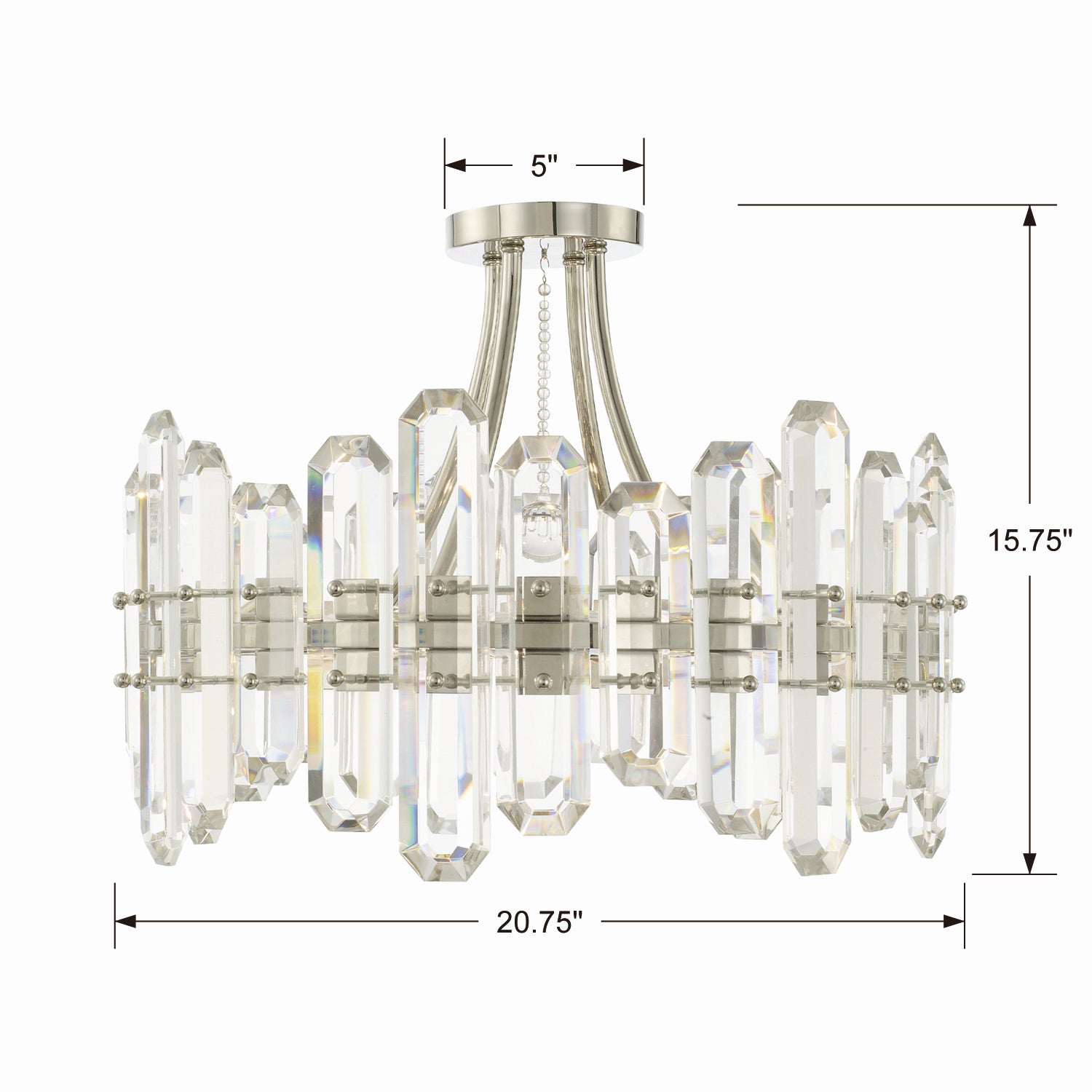 Crystorama - BOL-8884-PN - Four Light Semi Flush Mount - Bolton - Polished Nickel