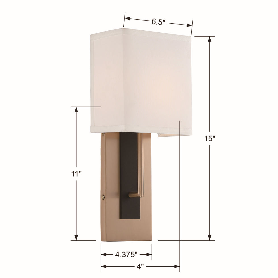 Crystorama - BRE-A3631-VG-BF - One Light Wall Sconce - Brent - Vibrant Gold + Black Forged