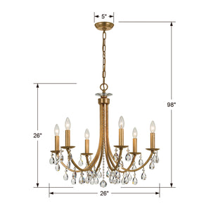 Crystorama - 8826-GA-CL-S - Six Light Chandelier - Bridgehampton - Antique Gold