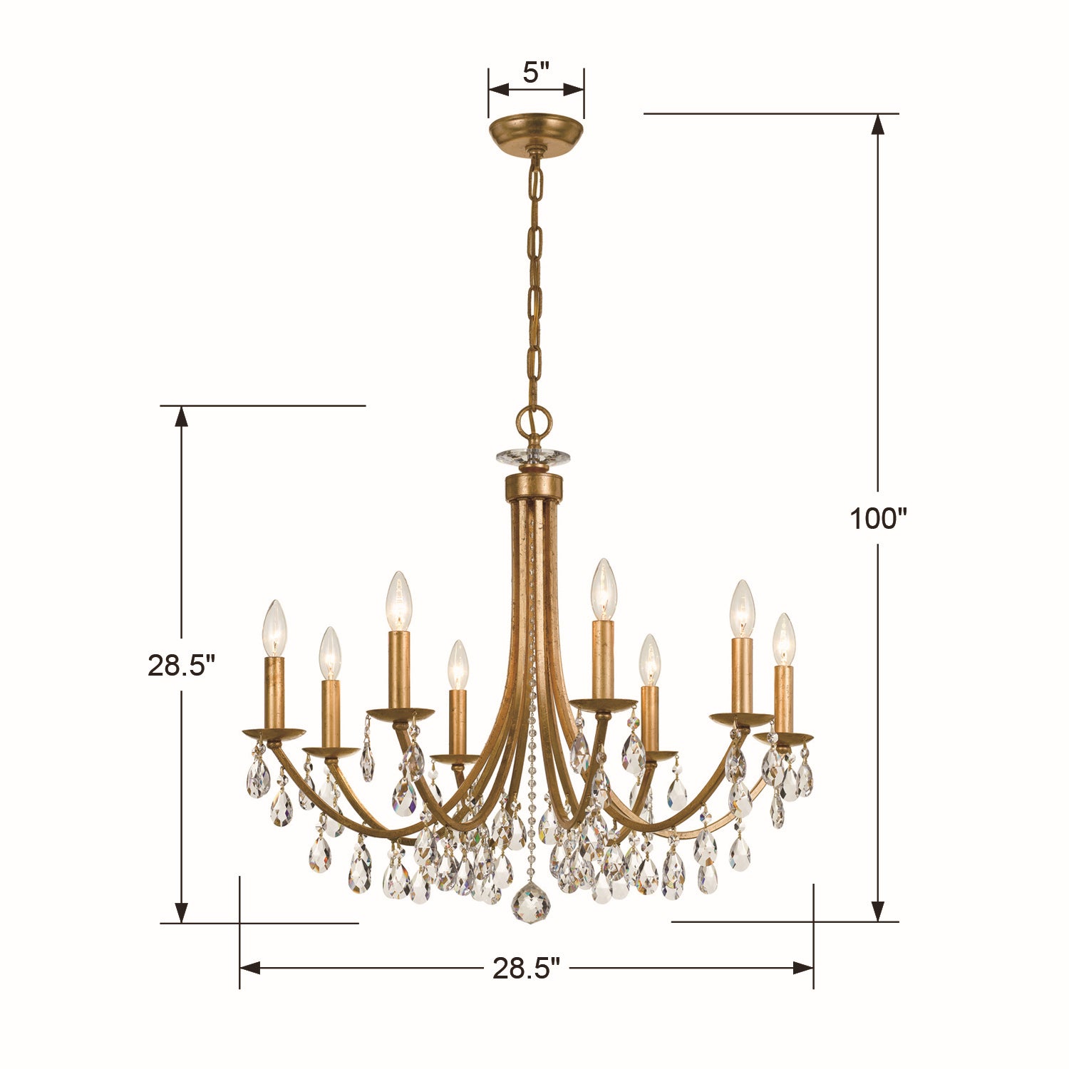 Crystorama - 8828-GA-CL-S - Eight Light Chandelier - Bridgehampton - Antique Gold