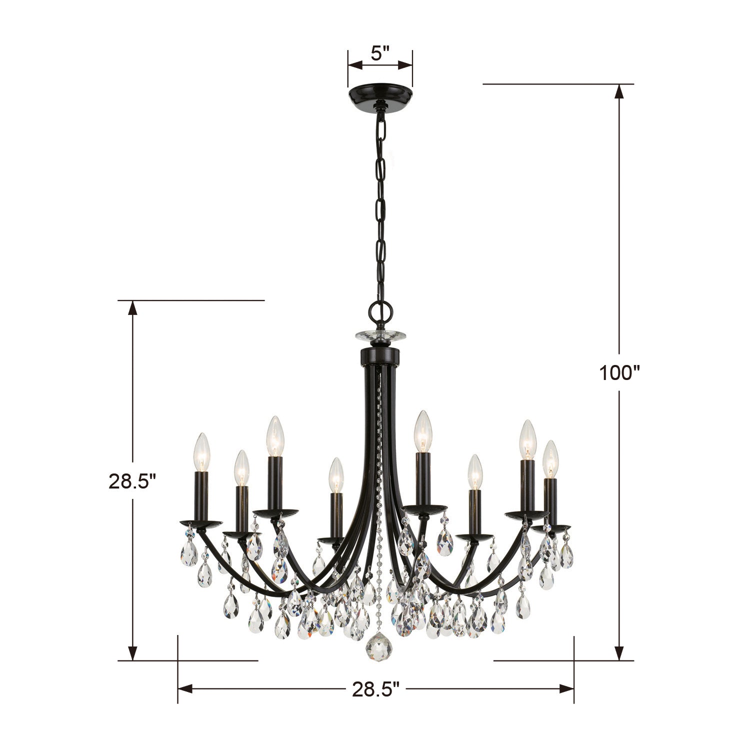 Crystorama - 8828-VZ-CL-SAQ - Eight Light Chandelier - Bridgehampton - Vibrant Bronze