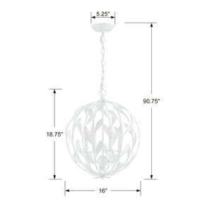 Crystorama - 504-MT - Four Light Chandelier - Broche - Matte White