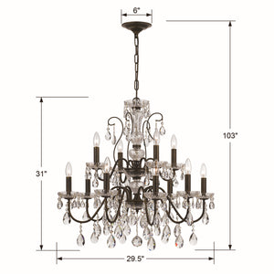 Crystorama - 3029-EB-CL-S - 12 Light Chandelier - Butler - English Bronze