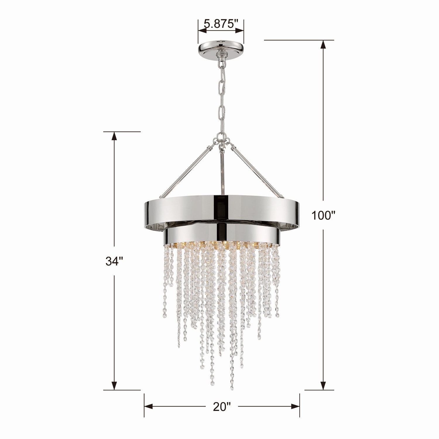 Crystorama - CLA-A3205-PN-CL-MWP - Five Light Chandelier - Clarksen - Polished Nickel