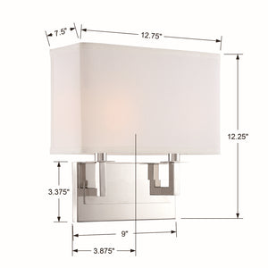 Crystorama - DUR-A3542-PN - Two Light Wall Sconce - Durham - Polished Nickel